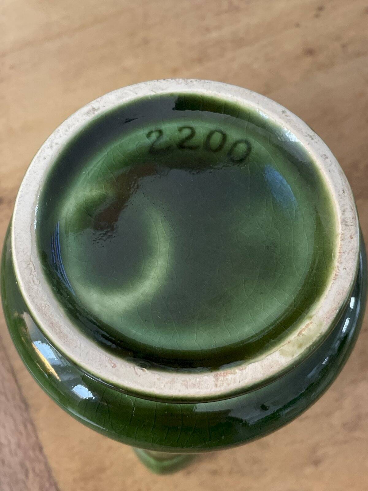 Green ceramic milk jug