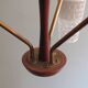 Scandinavian 3-arm chandelier, teak, brass and 1960 glass