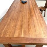 Large modernist farmhouse table in solid beech, thick dowelled top.