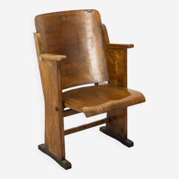 Chaise unique de cinéma vintage des années 60 en bois design italien