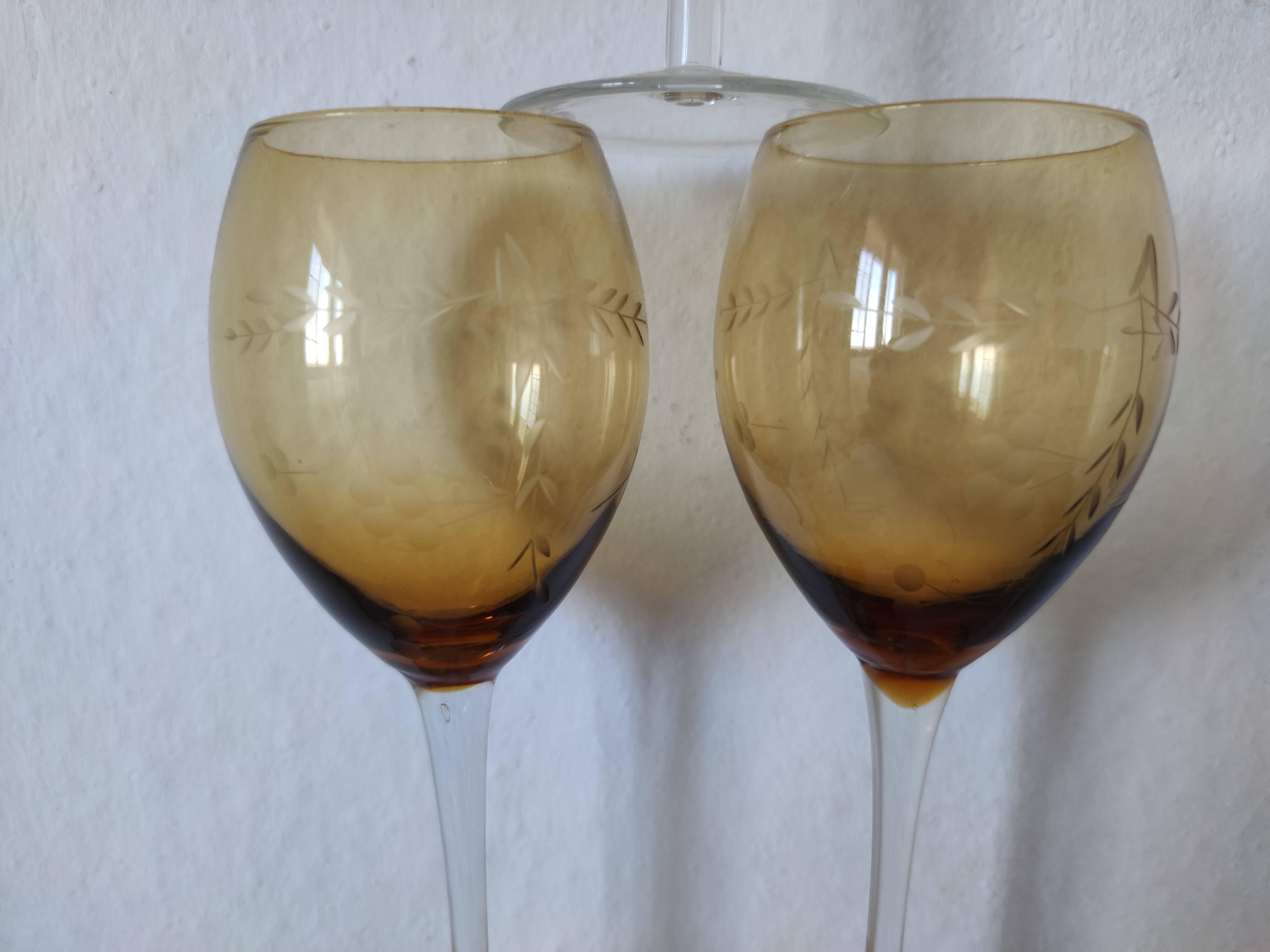 Set of 6 vintage crystal engraved glasses