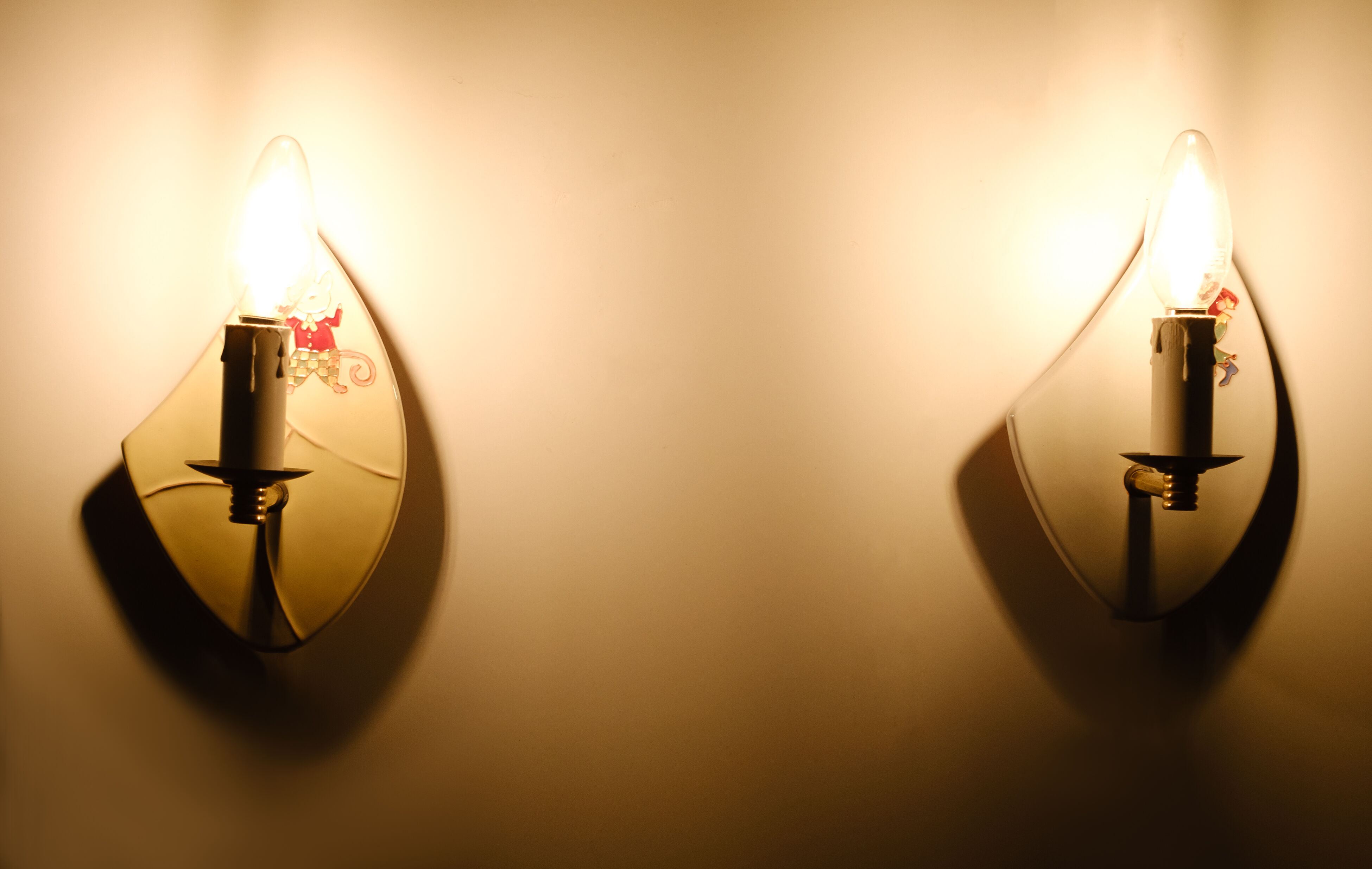 Ceramic children wall lamps, 1950s