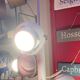 60s eyeball chandelier, 3 white globes, Aluminor
