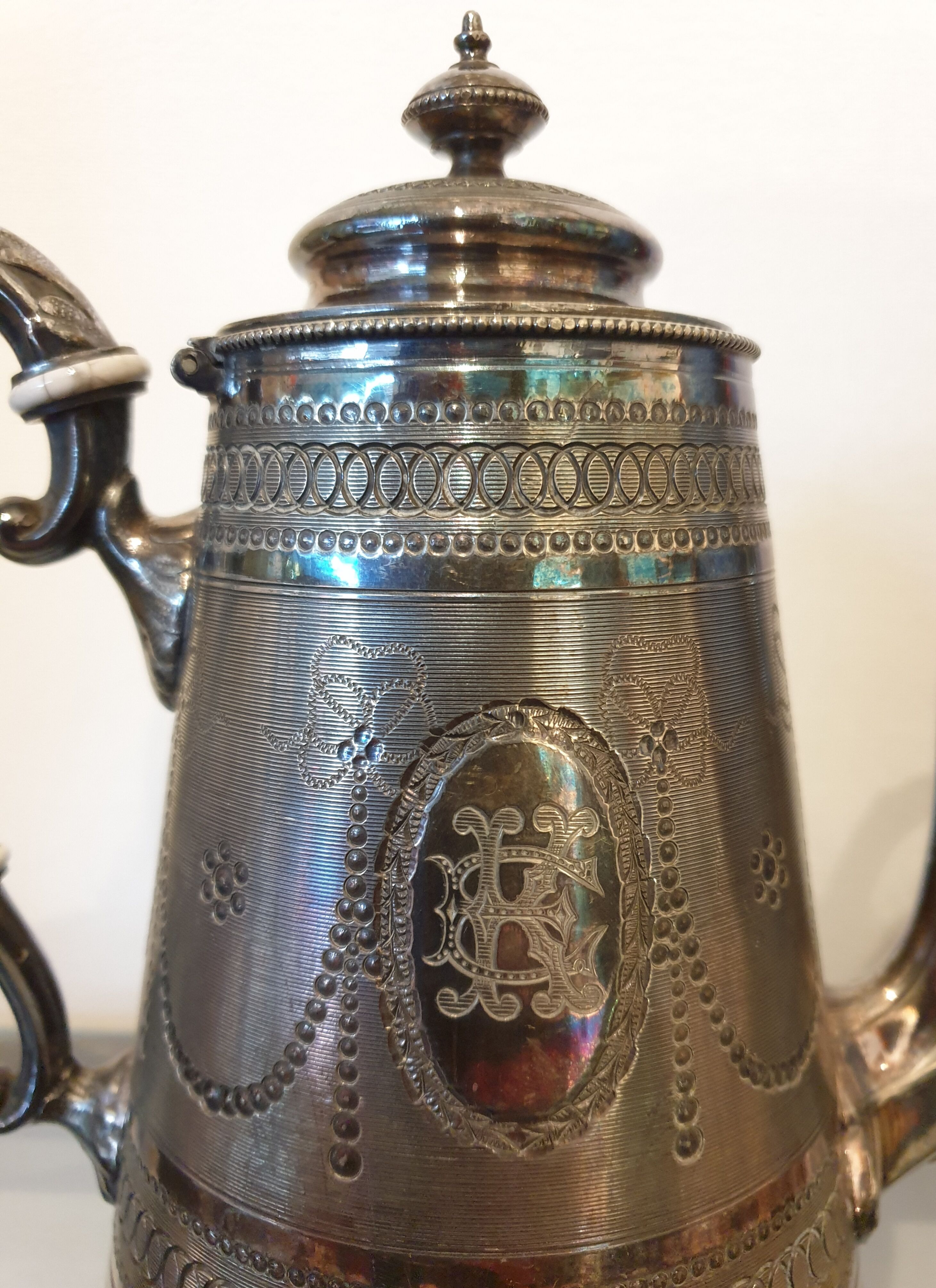 Louis XVI-style silver metal teapot