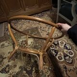 Rattan coffee table with blown glass top