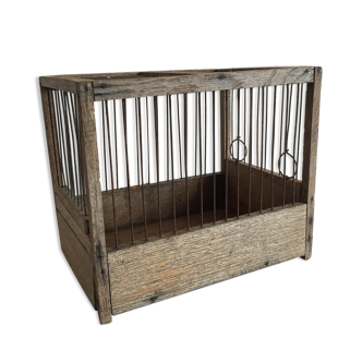 Old bird cage in wood and steel