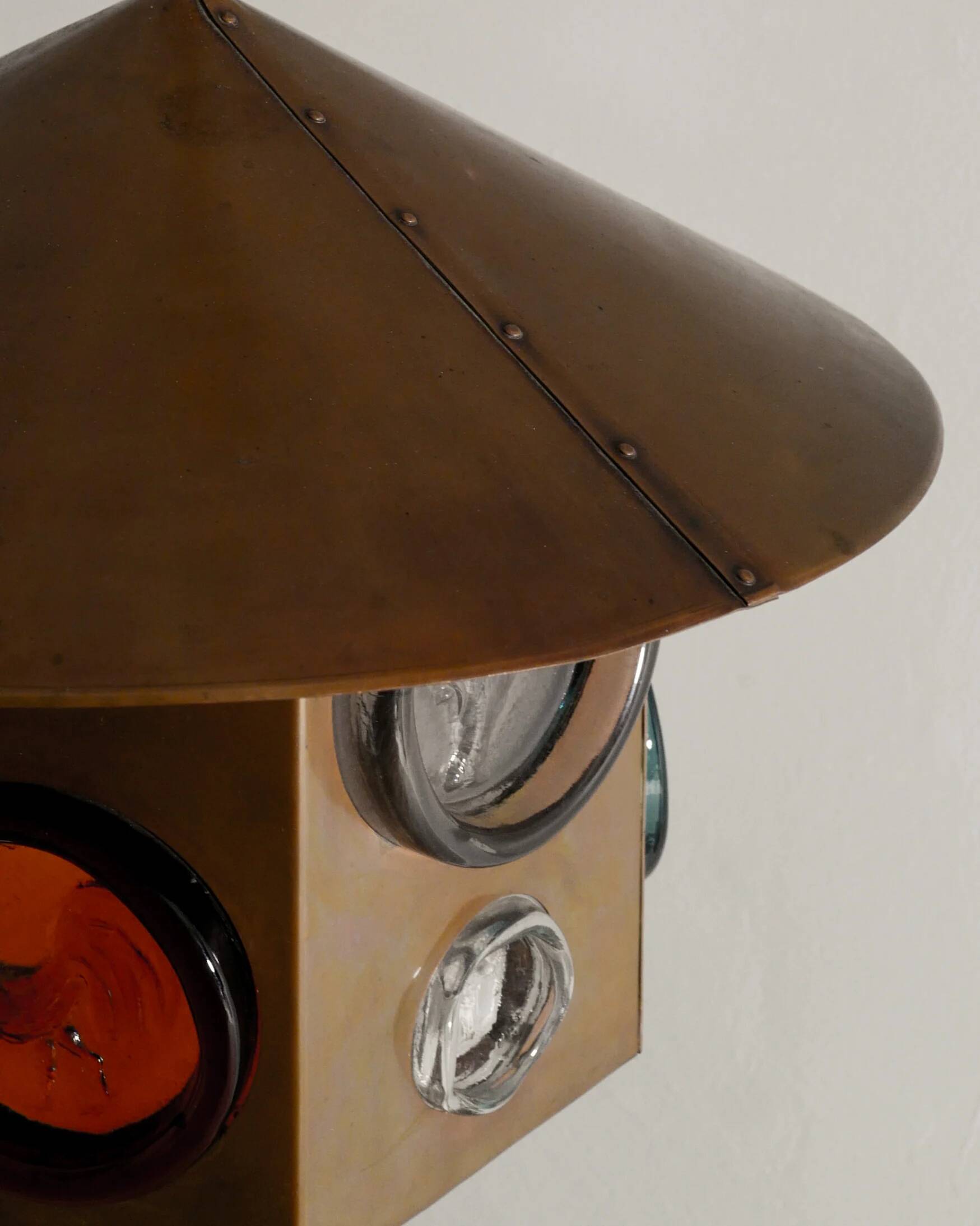 Swedish Mid Century Copper & Glass Ceiling Pendant by Erik Höglund, 1960s