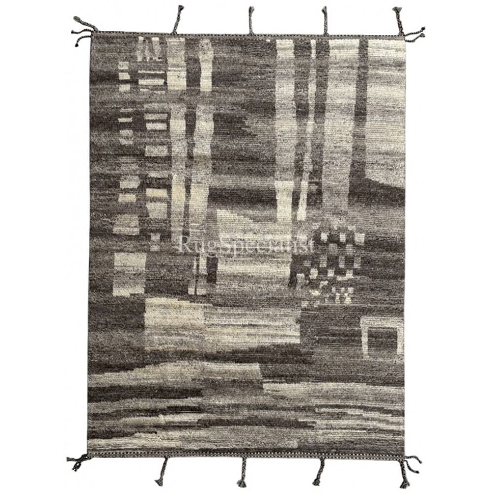 Handknotted Moroccan Azilal Style Rug. 100% Wool. Modern Beni Ourain Carpet