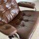Vintage brown leather reclining lounge chair Ekornes Stressless & stool, 1960s