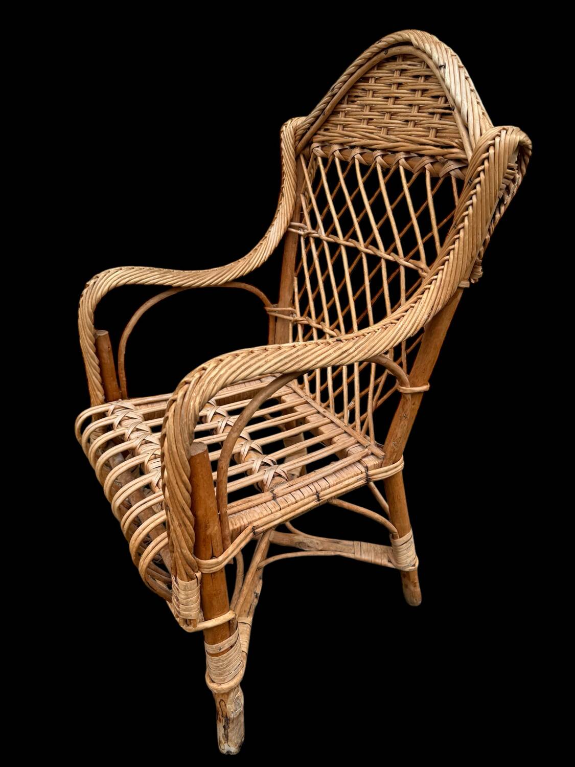 1950s Rattan Child's Armchair