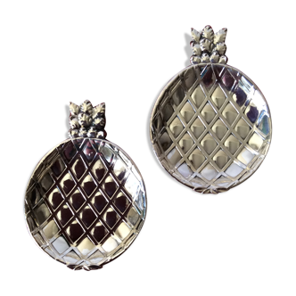 Two empty pockets silver pineapple ashtrays