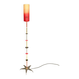 Lampadaire Rouge et Orange en Verre, Laiton, Cuivre et Métal par Carmelo La Gaipa, 2019