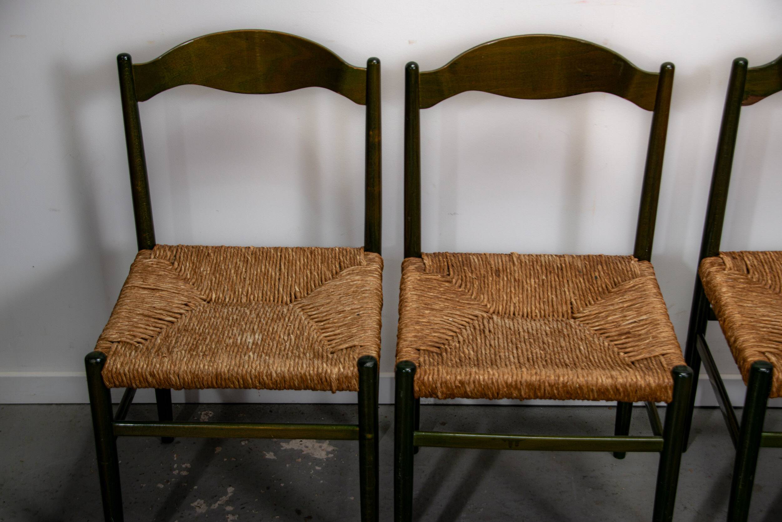 Green beech and rush dinning chairs
