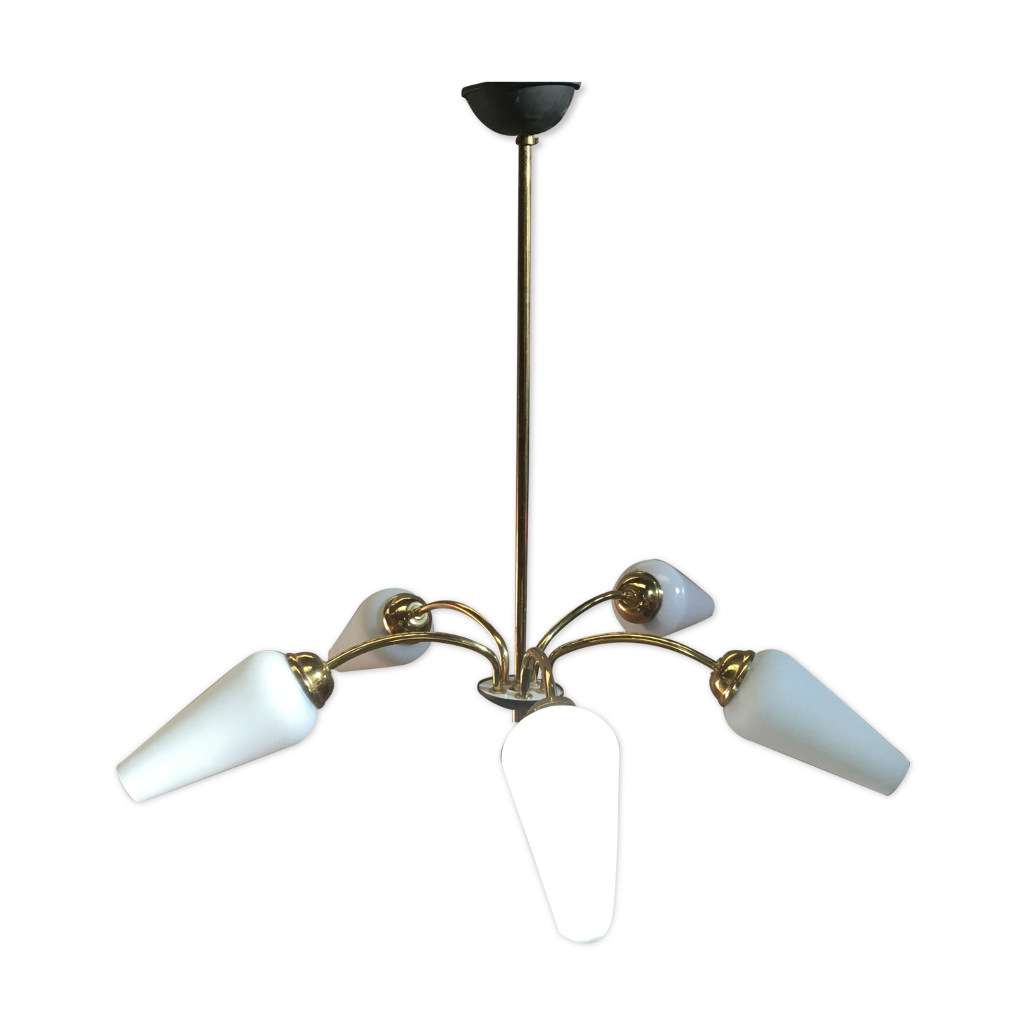 Lustre Arlus vintage laiton 5 branches