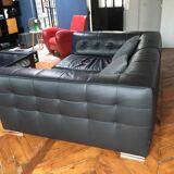 Ligne Roset Malhoun 3-seater sofa in aubergine leather