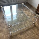 Glass and plexiglass coffee table 1980s