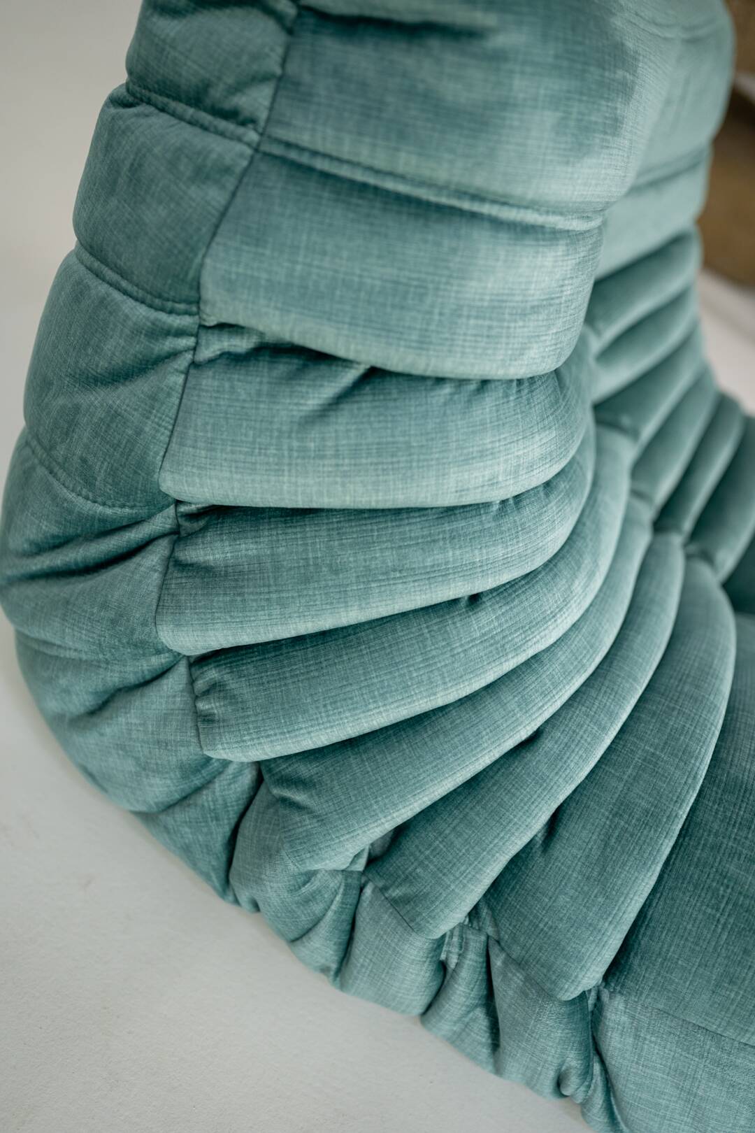Togo set of armchair and pouf in mint velvet
