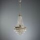 Antique chandelier in the shape of a balloon in silver-plated metal and glass, 20th century.