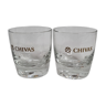 Two Chivas whisky glasses of rounded shape with a "diamond" bottom