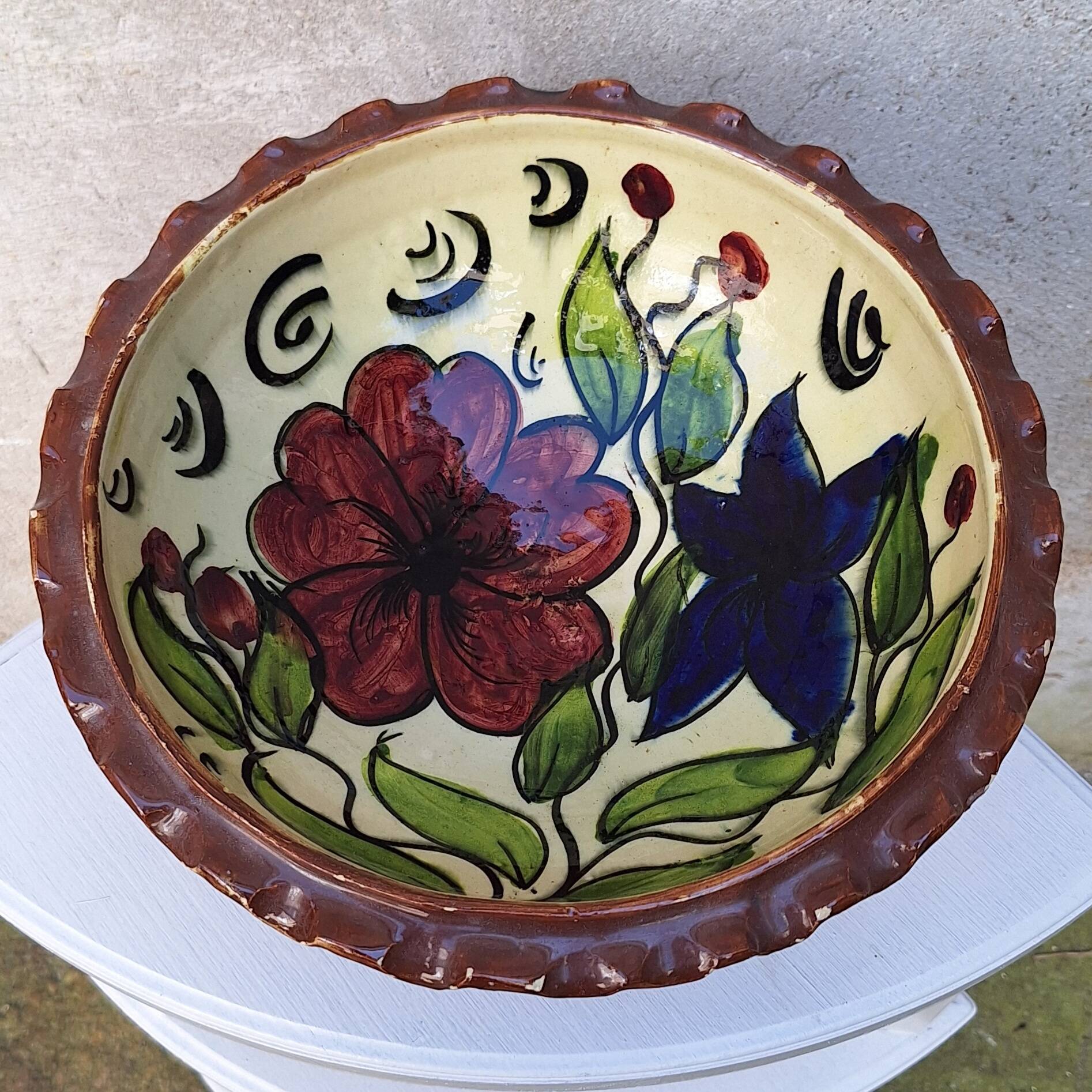 Glazed terracotta fruit bowl