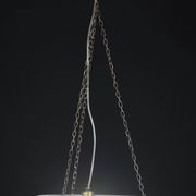 French Art Deco glass bowl pendant chandelier with floral pattern, 1950