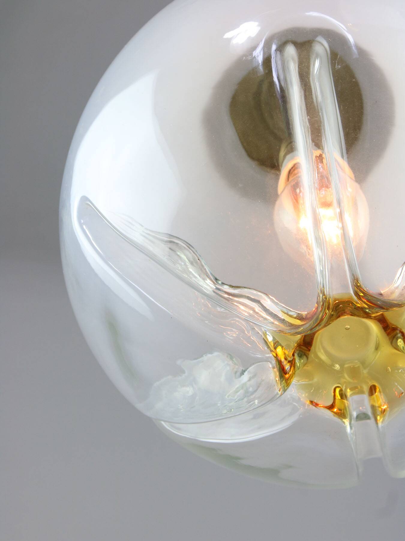 Mid-century Murano Glass & Brass Pendant from Mazzega, 60s