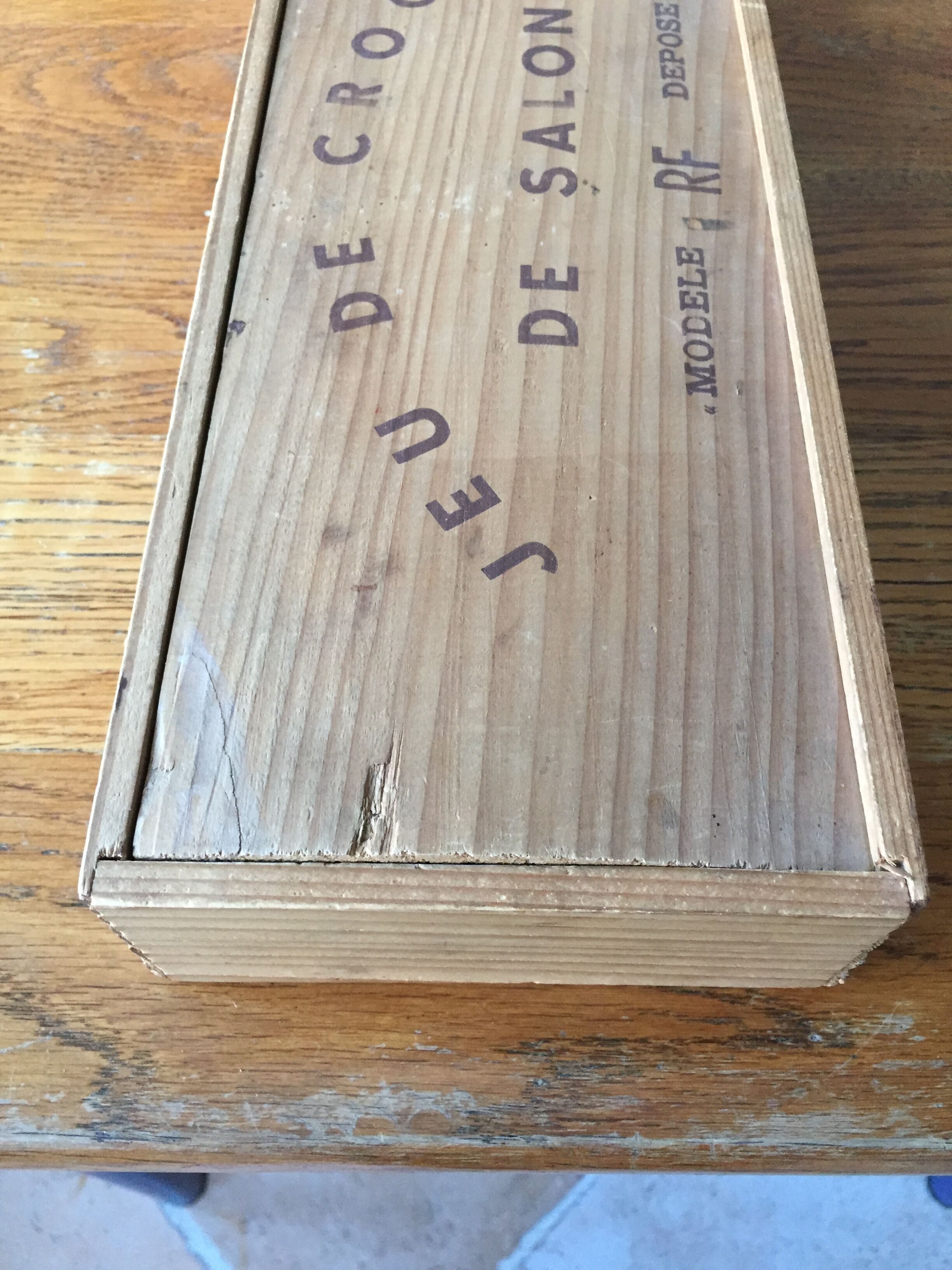 Old wooden lounge croquet game in its box