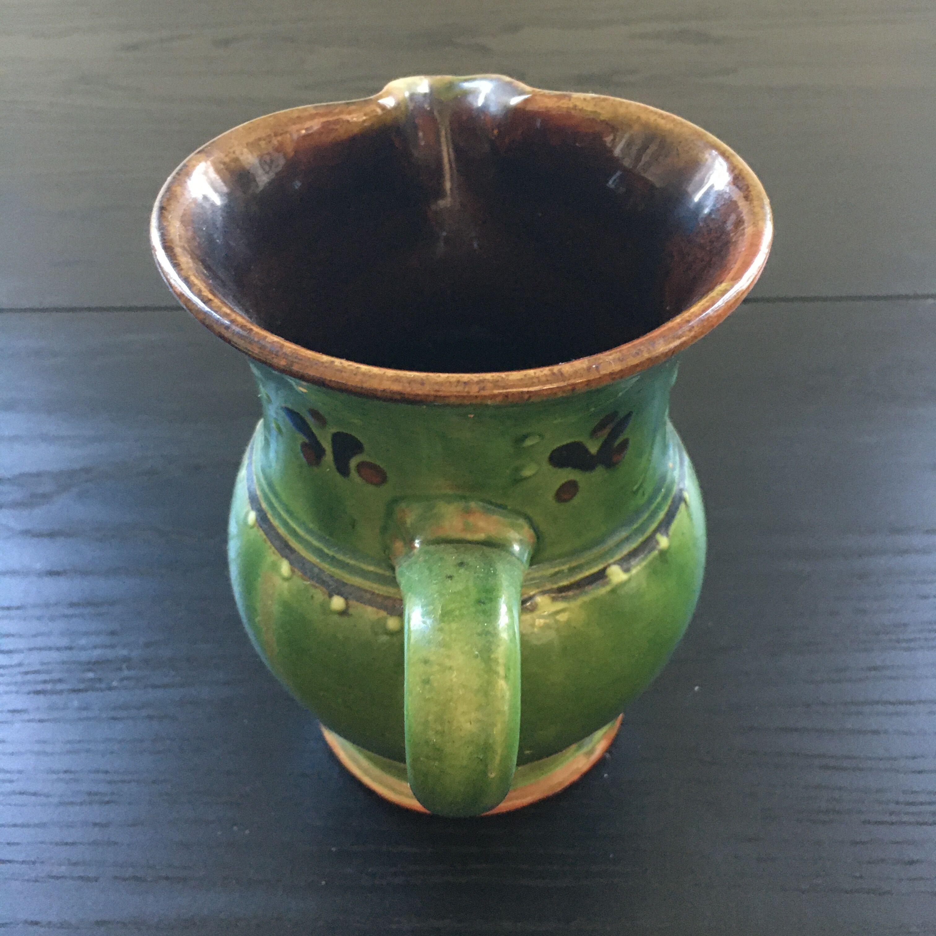 Olive green Provençal pitcher