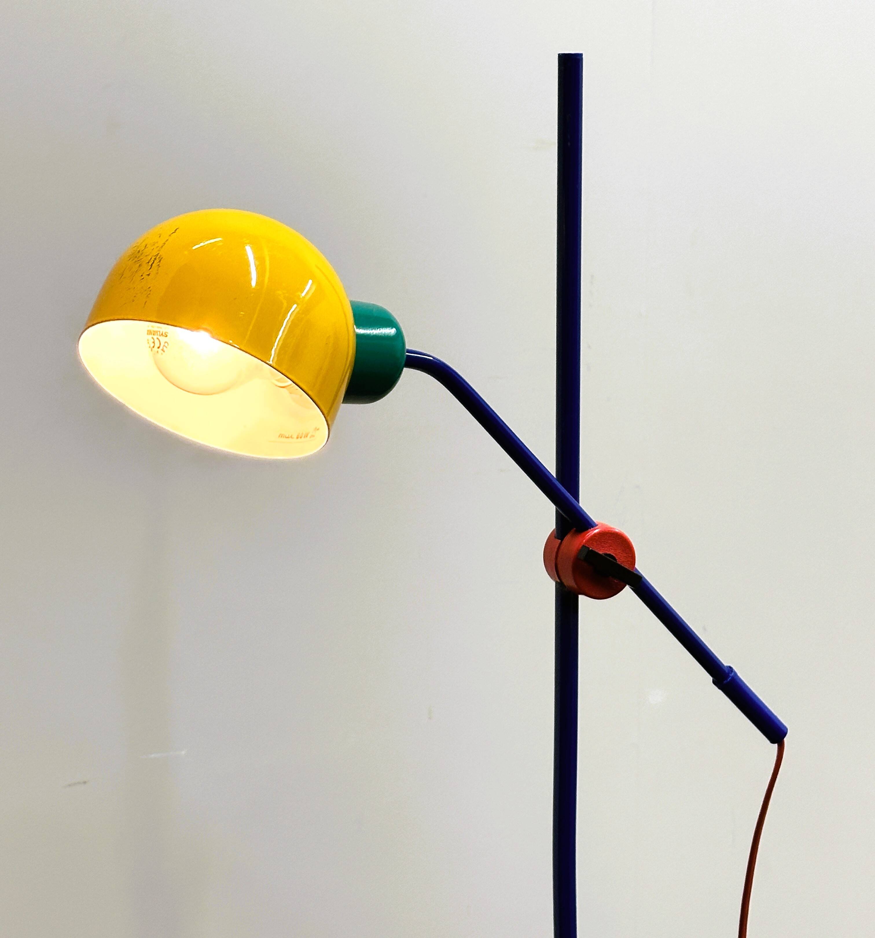 Postmodern Multicolor Metal Floorlamp by Veneta Lumi, 1980s Italy.