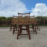 Set 6 vintage dutch spindle back rustic dining chairs De Ster