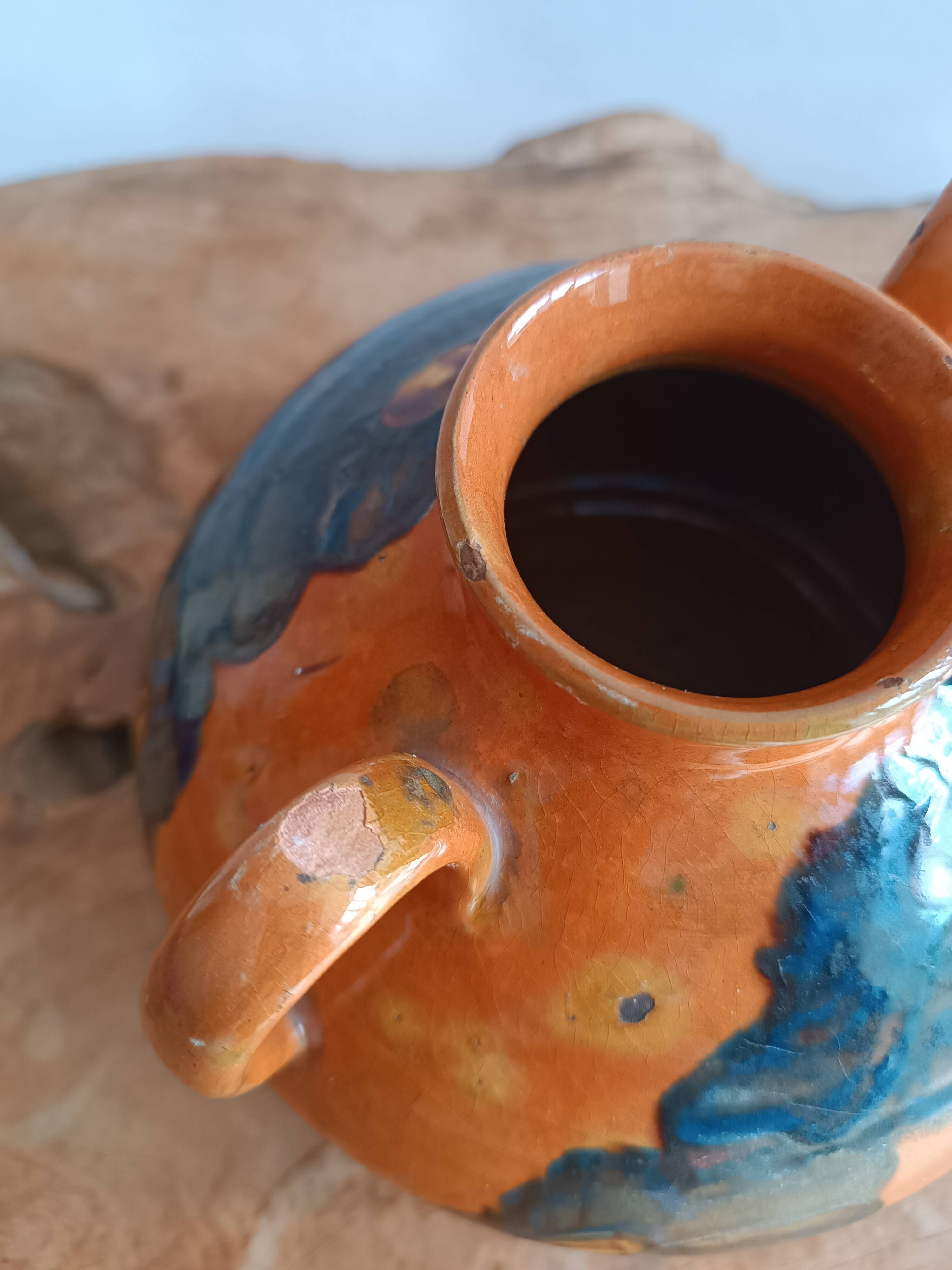 Emile SIMONOD (1893-1977) Glazed ceramic vase with handles Savoie France