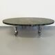 Vintage oval coffee table in stone and chromed metal from the 70s