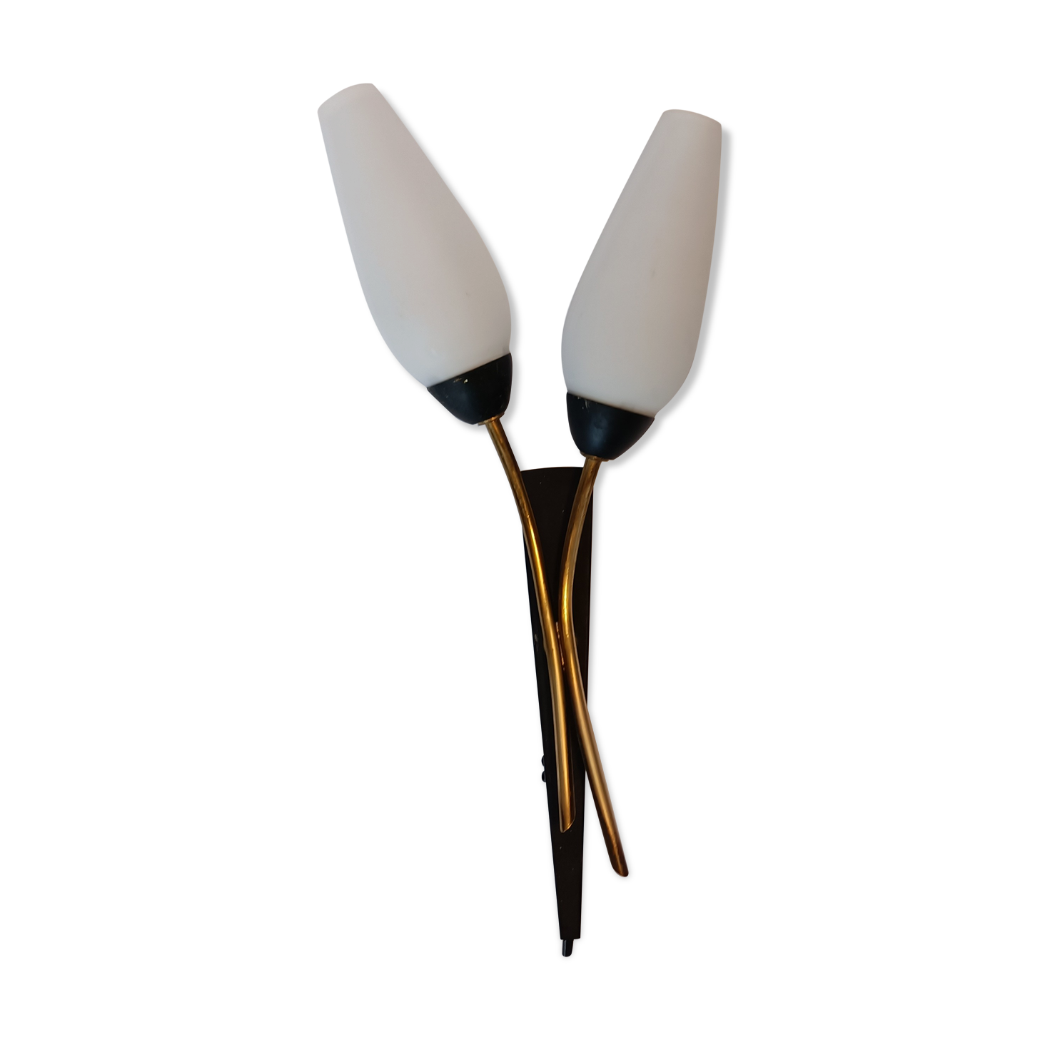 Wall lamp 1960 brass and black metal.