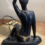Pied de lampe plâtre femme africaine signé Pagliani
