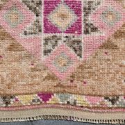 Fuchsia & Pink Vintage Runner Rug,Anatolian Geometric Wool Carpet,80x364 Cm