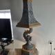 Monumental lamp with a dolphin in cast iron and lead scales - 110cm