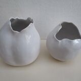 Set of two design white vases