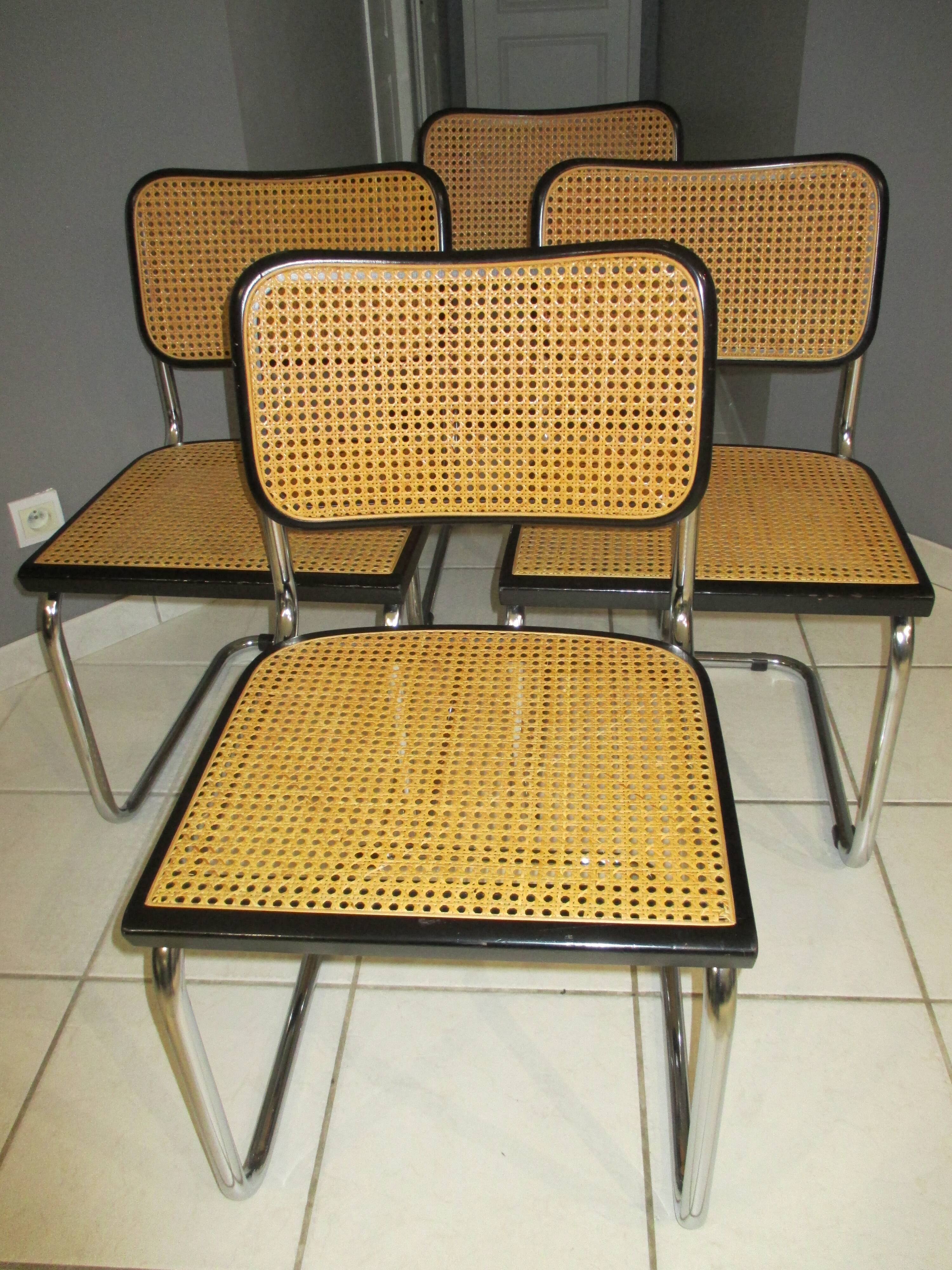 Suite 4 chaises cesca b32 Marcel Breuer 1970/1980