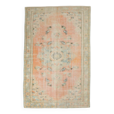 9x10 Soft Peach Turkish Vintage Rug, 186x287 Cm