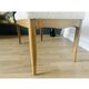 Oak bench, white fabric