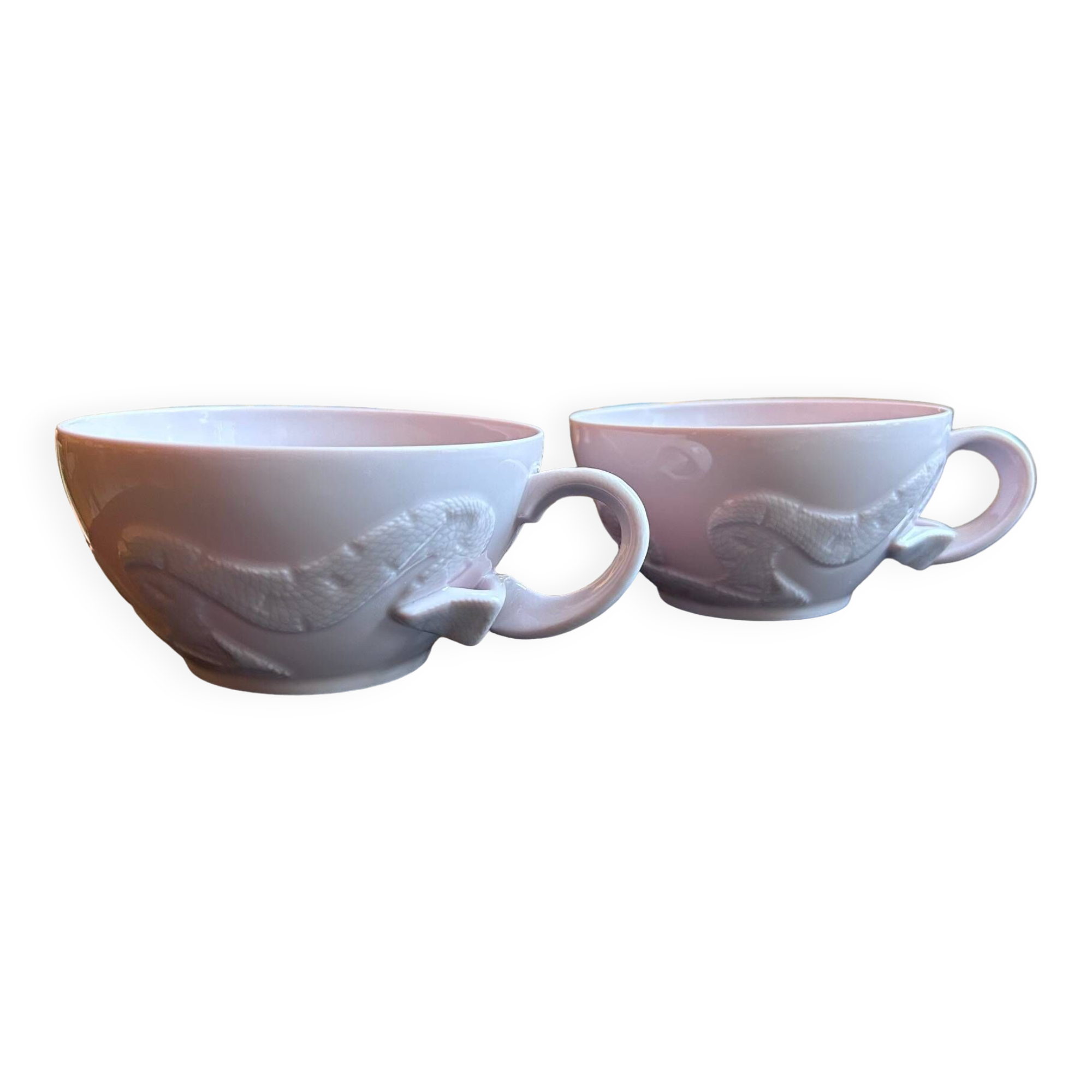 Two pink haviland porcelain teacups