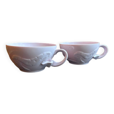 Deux tasses à thé roses en porcelaine haviland