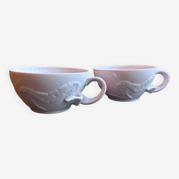 Two pink haviland porcelain teacups