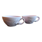 Two pink haviland porcelain teacups