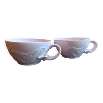 Deux tasses à thé roses en porcelaine haviland