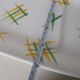 Lunéville rectangular dish/dish with green and yellow geometric pattern