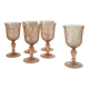 6 vintage pink wine and water glasses, Rosaline Luminarc France tableware