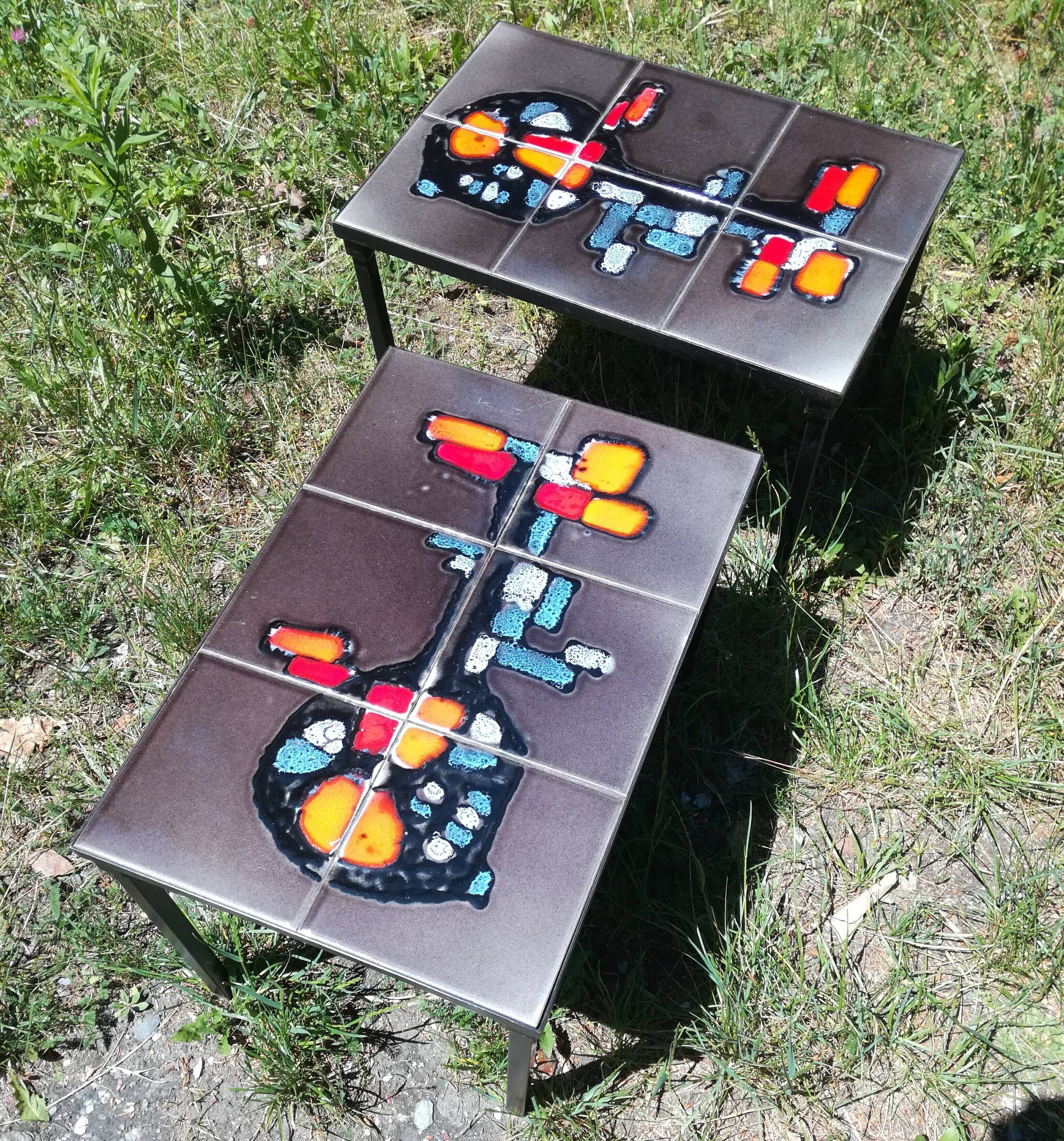 Two 70's ceramic coffee tables