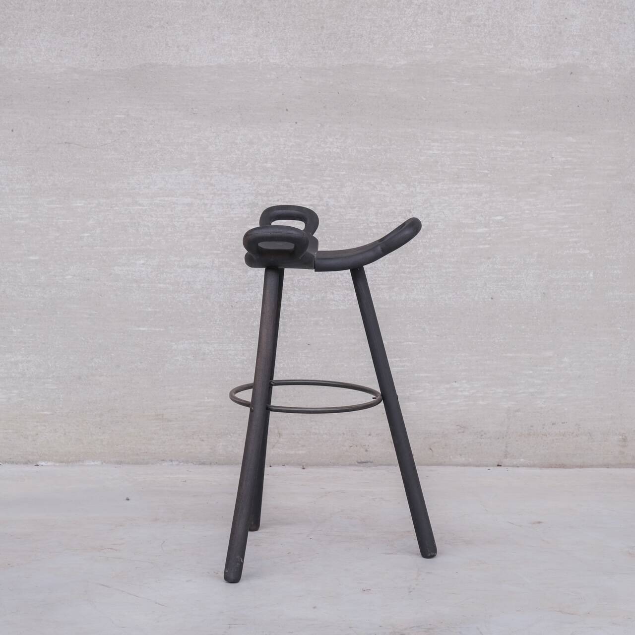 Set of Three Stained Blackened Mid-Century 'Marbella' Bar Stools
