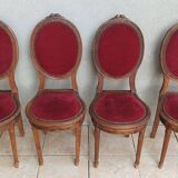 Set of 4 Louis XVI medallion chairs in walnut